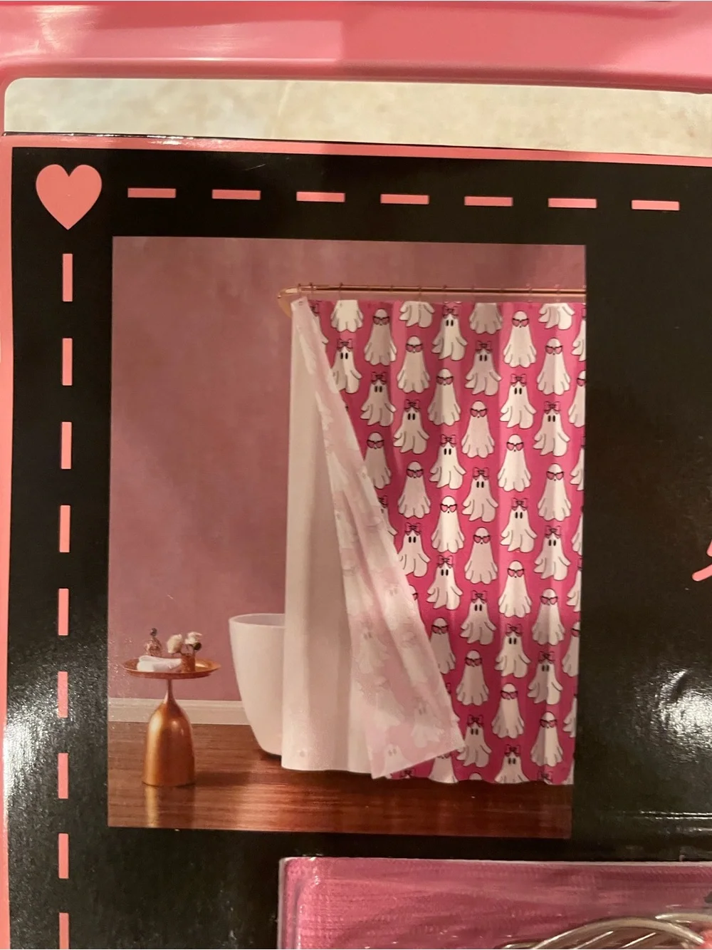 NWT Betsey Johnson Pink Ghost Halloween 14 Piece Shower Curtain Set